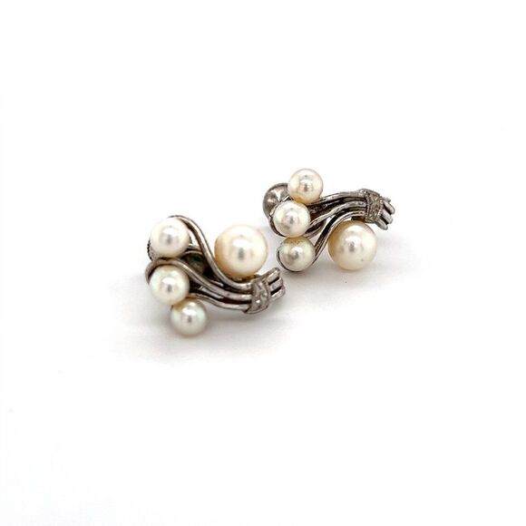 Mikimoto Estate Akoya Pearl Earrings Sterling Silver 5.75 mm 4.5 Grams M253 - Picture 10 of 10